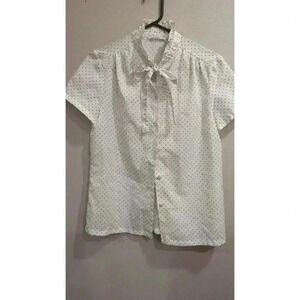 Women's .polka dot short sleeve blouse Lucky Winner approx size S/M